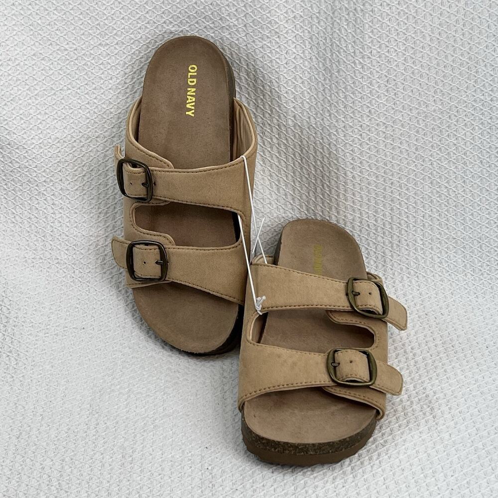 Old Navy Double Buckle Slide Sandals Tan Kids Size 3Y EU 35 NWT